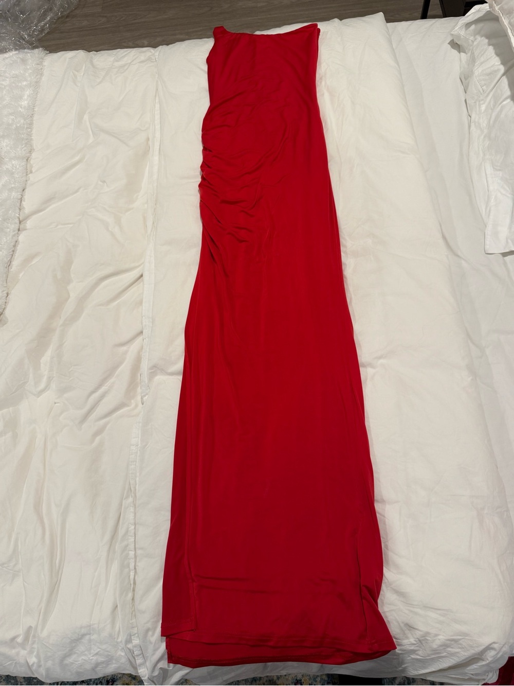 REMI x REVOLVE Red One Shoulder Ruched Maxi Dress Size S